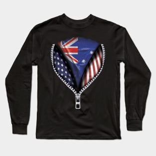 Australian Flag  Australia Flag American Flag Zip Down - Gift for Australian From Australia Long Sleeve T-Shirt